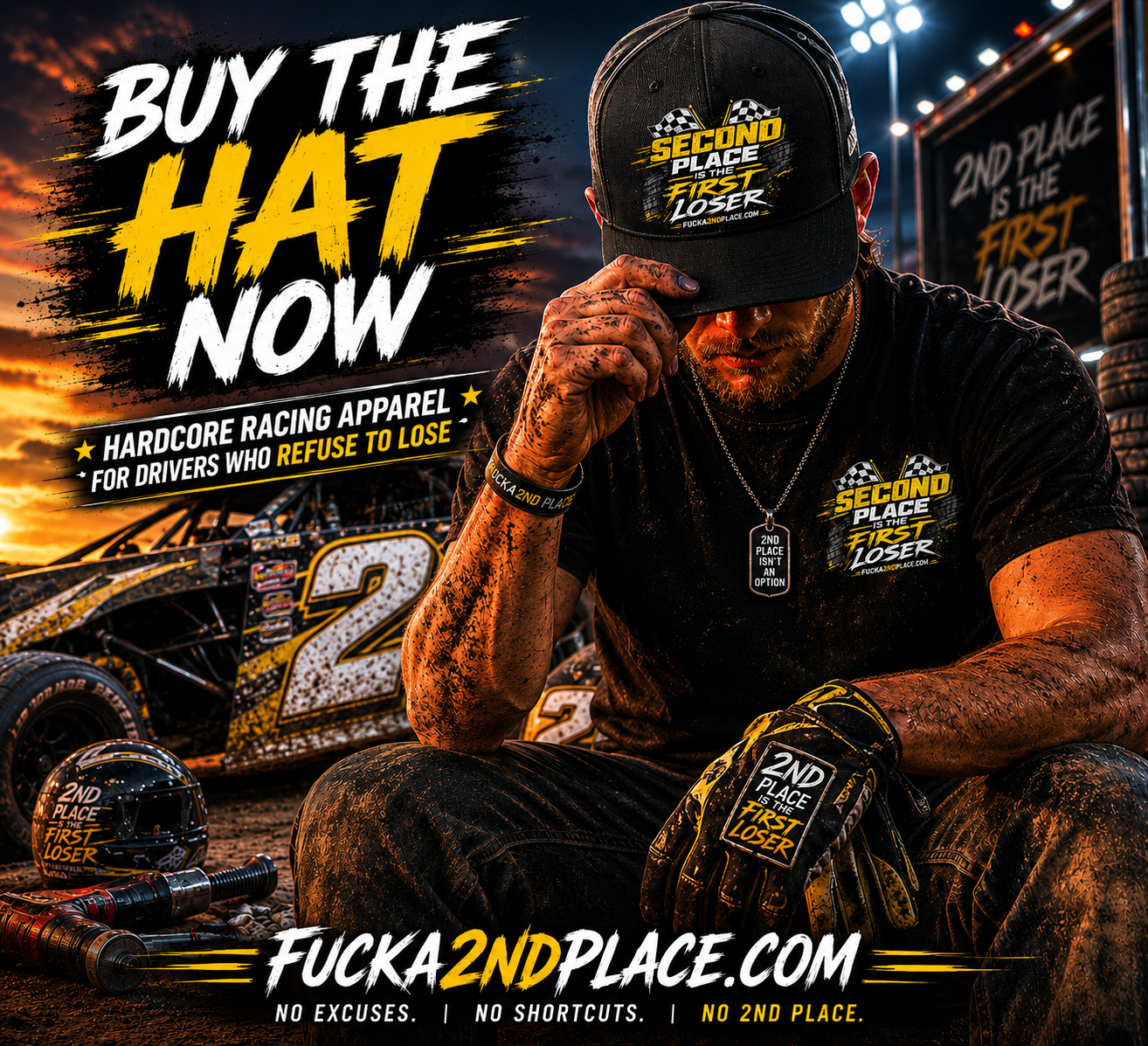 Hardcore Racing Hat – “Second Place Is The First Loser” Cap