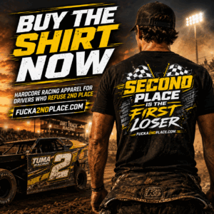 Hardcore racing shirt with aggressive motorsports winner mentality design